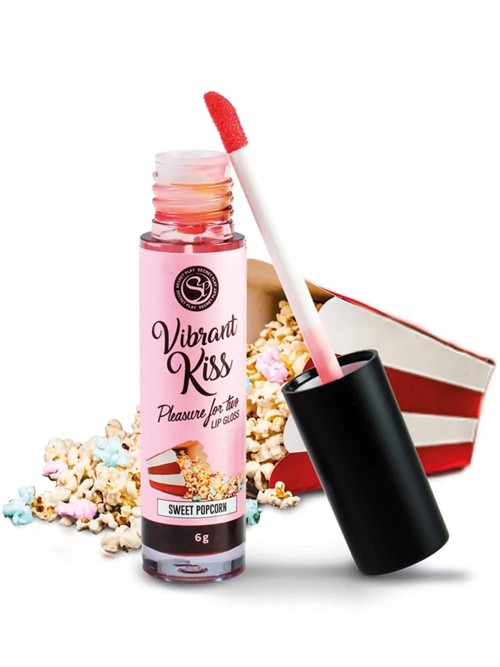 brillant lèvres vibrant saveur popcorn comestible goût irrésistible picotement stimulant plaisir intime glycérine compatible préservatifs jouets espagnol qualité