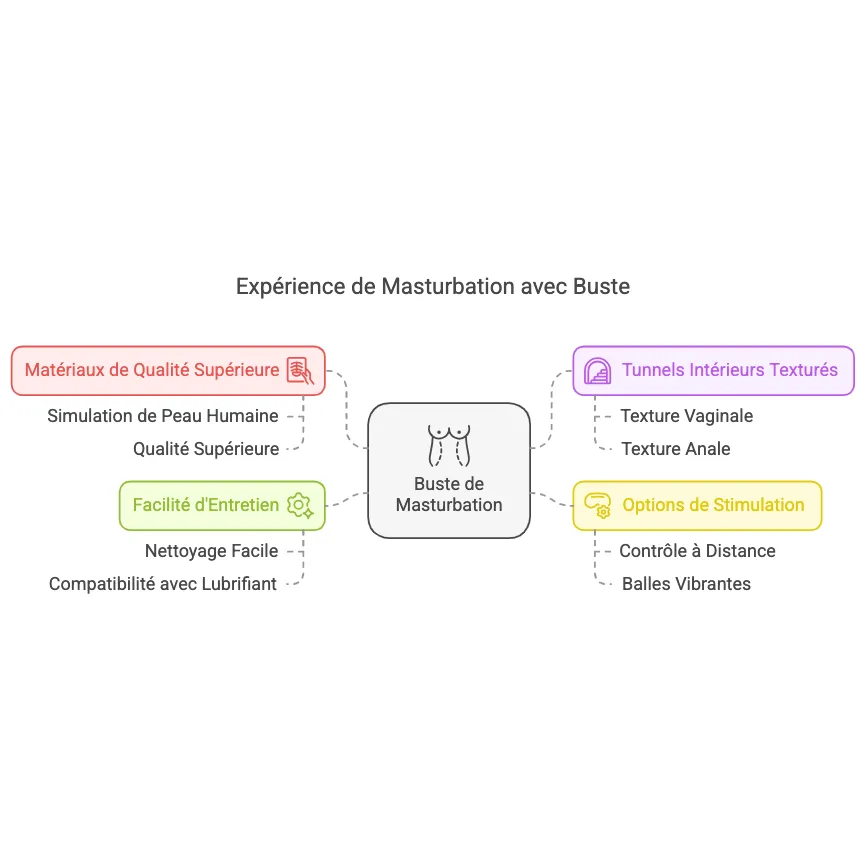 Buste de masturbation rose en silicone, fesses tatouées, double tunnels texturés, télécommande, étanche.