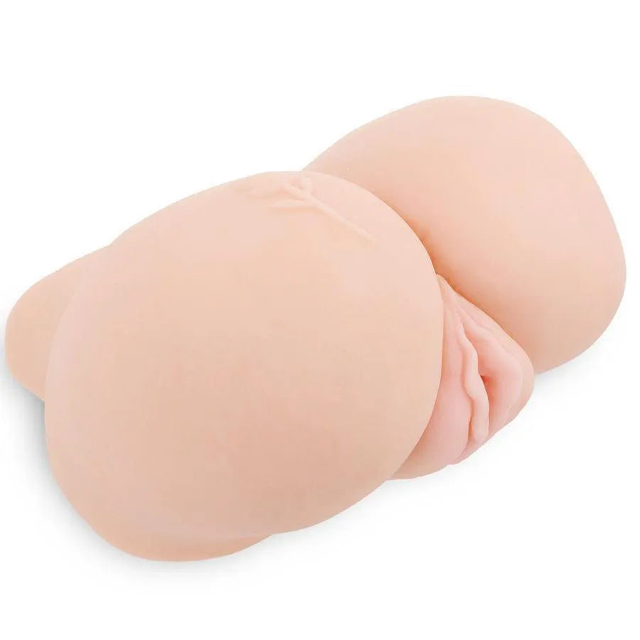 Buste masturbation silicone rose, double tunnels texturés vagin et anus, fesses réalistes, télécommande étanche incluse.