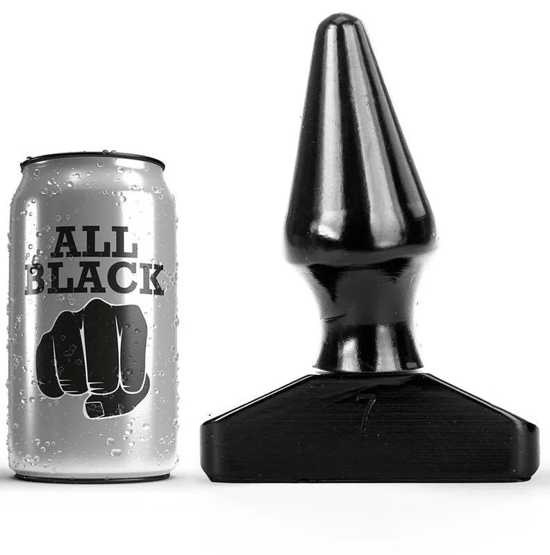 bouchon anal conique PVC noir hypoallergénique sans phtalates submersible nettoyage insertion progressive diamètre 6cm longueur insérable 125mm ergonomique poids 341g