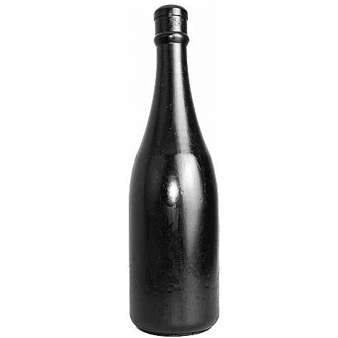 Bouchon anal noir en forme de bouteille de champagne, design élégant, PVC hypoallergénique, 30cm x 9cm.