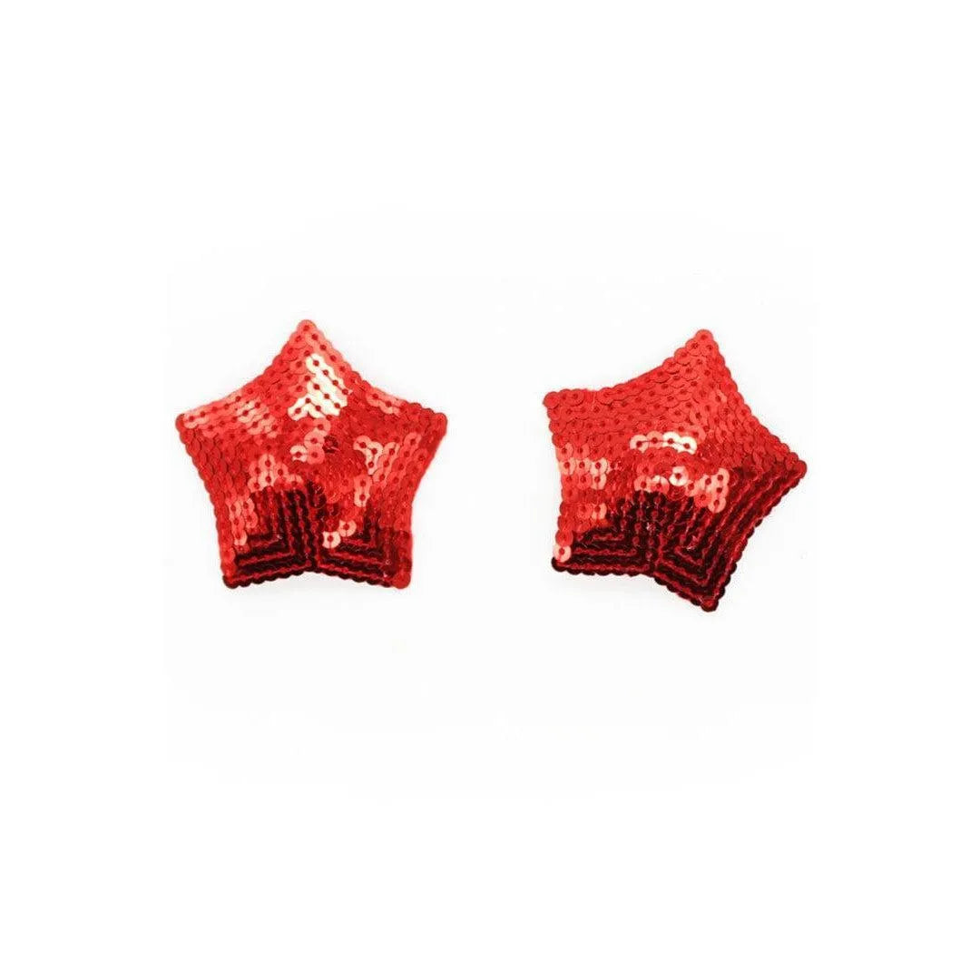 Cache-tétons étoile rouges à sequins brillants, réutilisables, glamour, pour soirées, adhésifs et confortables.