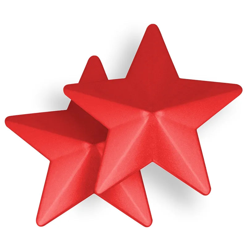cachetétons étoile métallique rouge réutilisables hypoallergéniques antiallergiques robuste durable finition éclatante non poreux hygiénique cadeau festif audacieux confortable