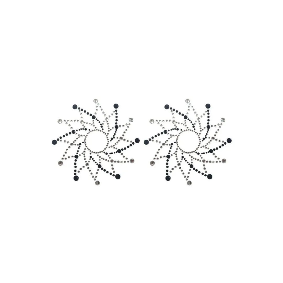 cachetétons étoile strass réutilisables noir blanc adhésifs PETP acrylique confortables discrets scintillants glamour sophistiqués légers durables luxueux