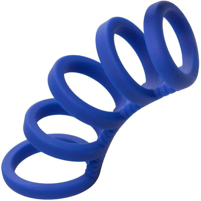 Cage pénienne bleue en silicone liquide, multi-anneaux, douce, lisse, durable, extensible, soutien érection.