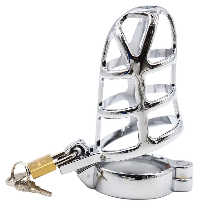 cage pénienne métallique sans nickel hypoallergénique acier inoxydable sécurisée serrure clés taille moyenne ergonomique confortable robuste durable finition polie discrète