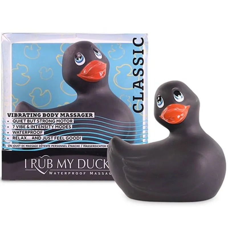 Canard vibrant noir étanche pour massage, puissant et silencieux, idéal bain douche, 7 modes, relaxation optimale.