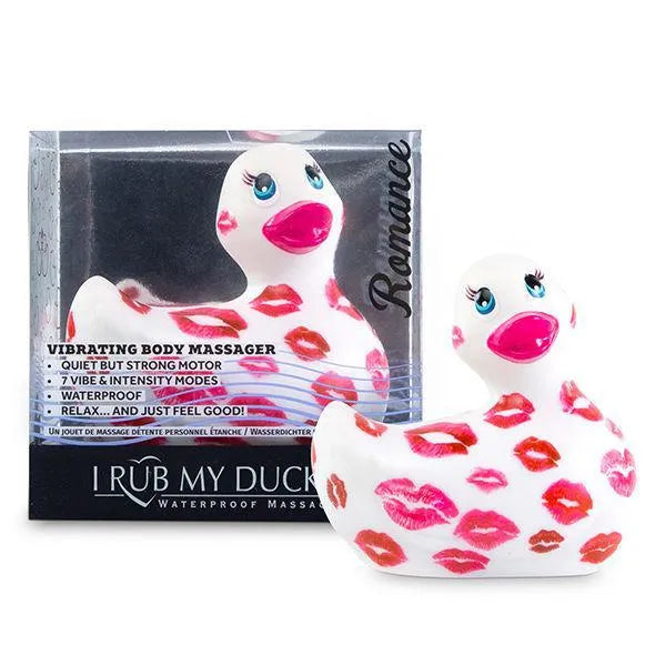 Canard vibrant étanche blanc à motifs lèvres rouges, massage romantique, 7 modes, discret et puissant, relaxation intense.