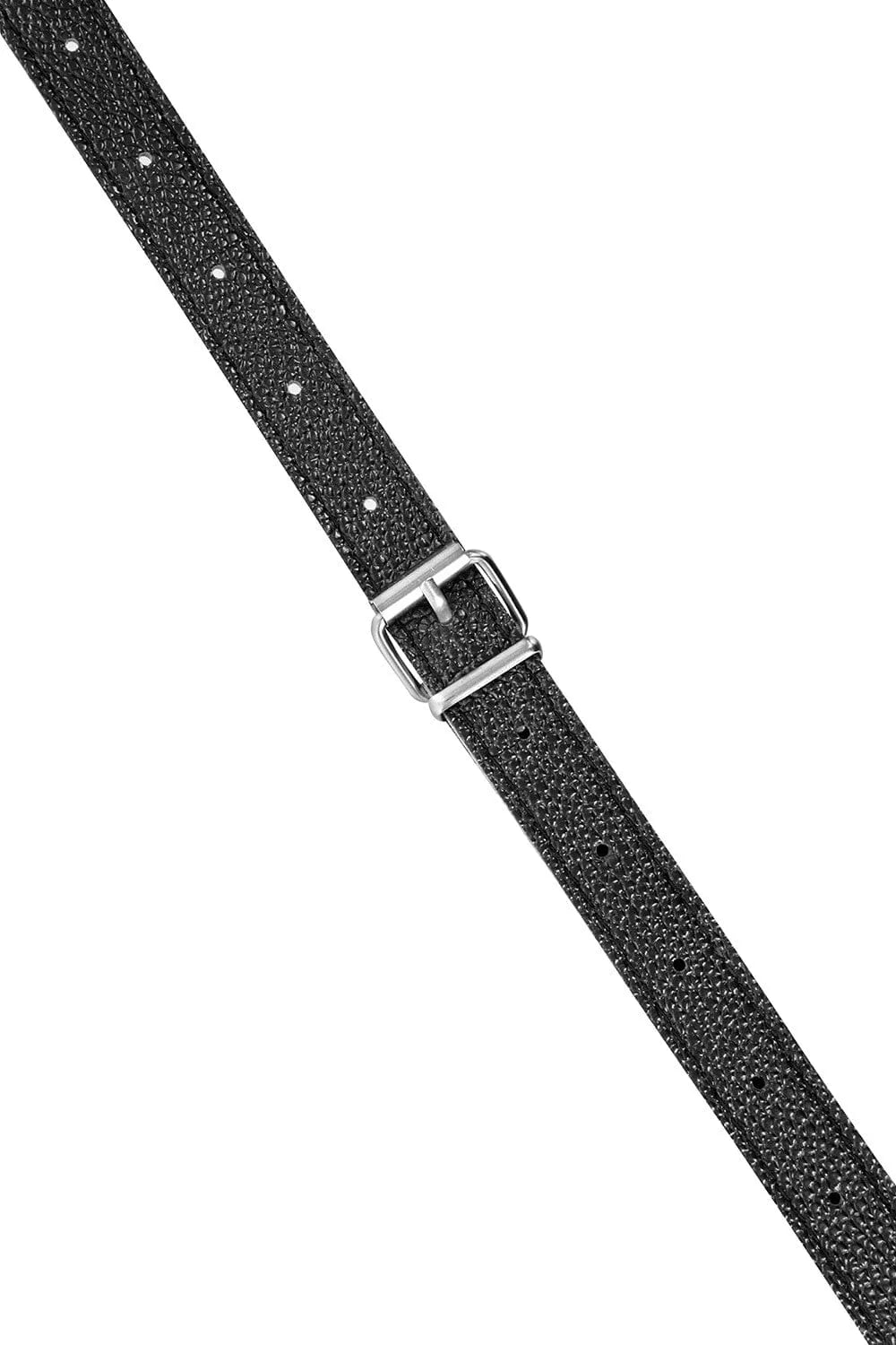 Ceinture noire ajustable en simili cuir avec double gode vibrant, 10 vitesses, rechargeable, silicone sans phtalates.