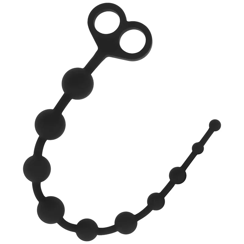 chaîne anale silicone médical souple 30cm insérable 24mm diamètre nodules poignée double trou retrait facile extensible flexible sans phtalates ergonomique