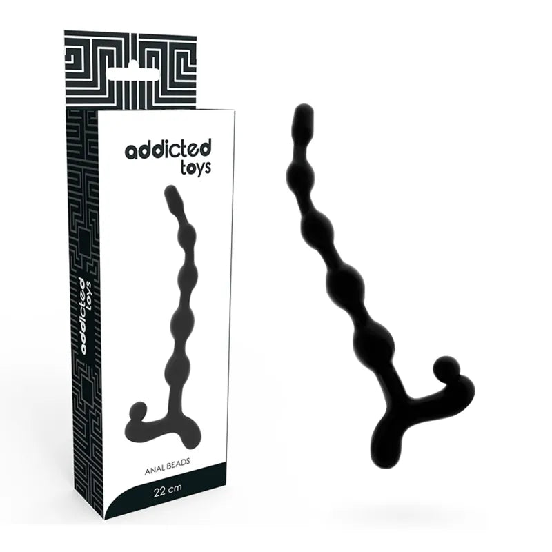 Chaîne perles anales noires TPR doux, 5 perles progressives, anneau ergonomique, 22cm, pour débutants, boîte incluse.