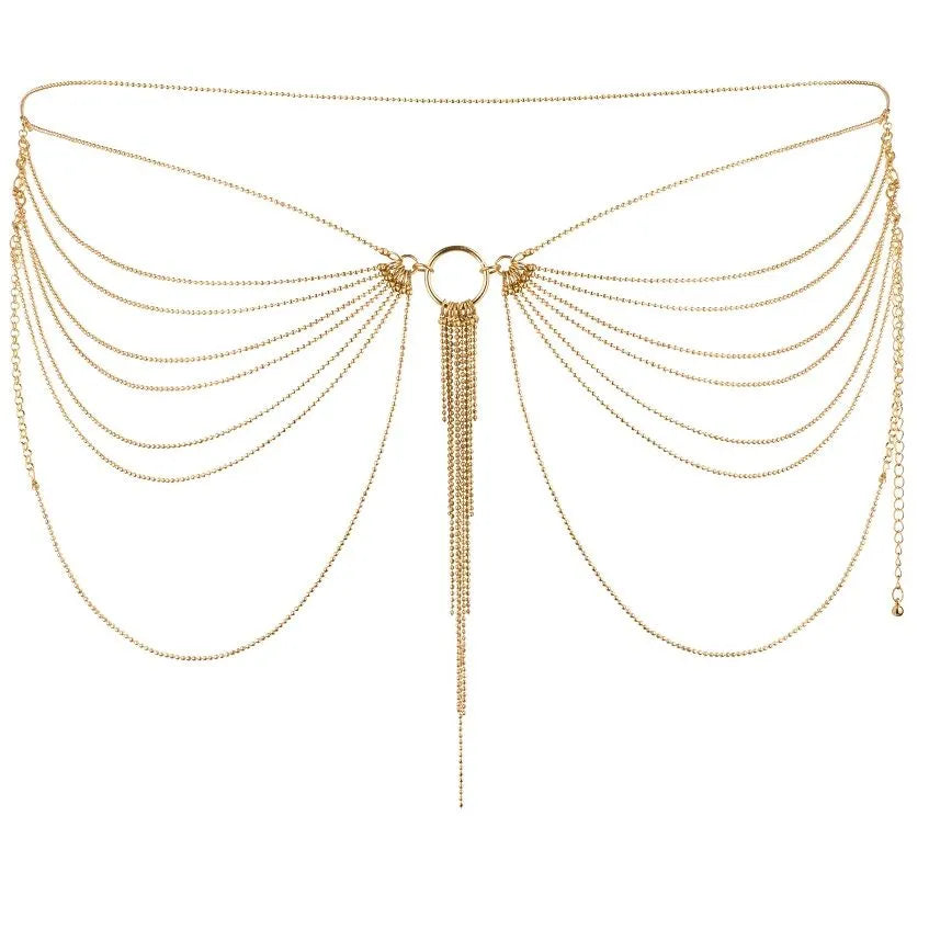 Chaînes dorées réglables sans nickel, style cabaret, pour épaules et dos, glamour et séduction, lingerie soirée.