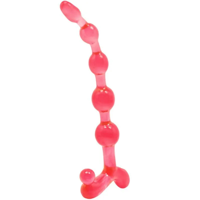 Chapelet anal rose flexible en TPR, nodules gradués, ergonomique et submersible, idéal pour sensations aquatiques.