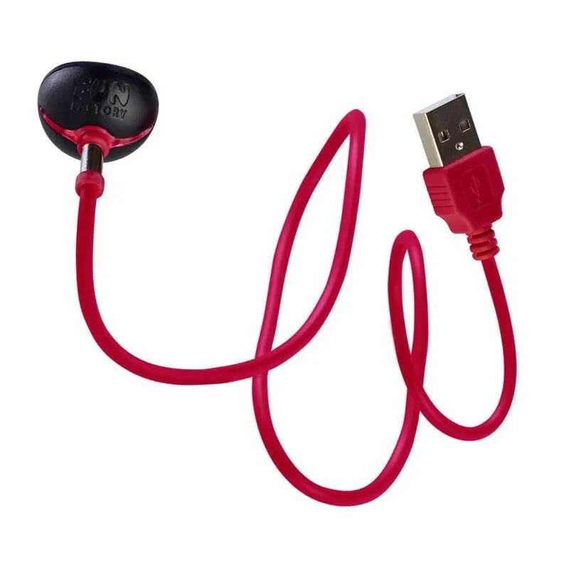 Chargeur magnétique USB rouge, compact et léger, avec câble flexible et connecteur sécurisé pour recharge universelle.