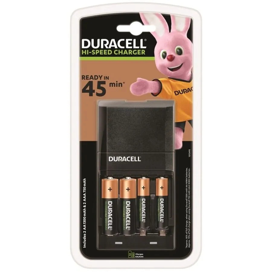 Chargeur Rapide Duracell LED 45minutes Recharge Piles AA AAA 1700mAh 750mAh Indicateur Intelligent Prévention Surcharge Compatibilité Sécurité