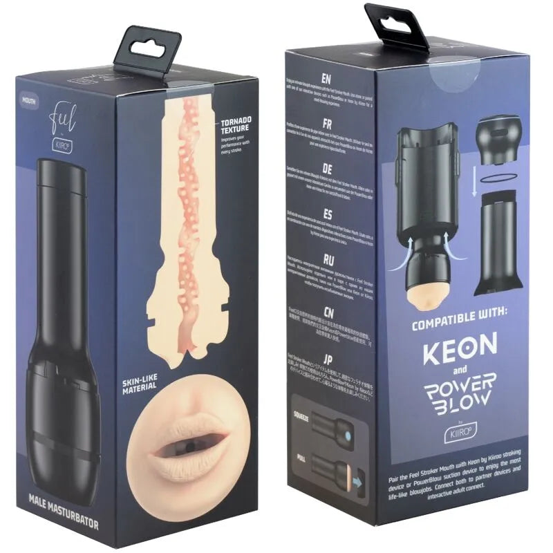Chauffe bouche interactif Kiiroo Fellation non genré réaliste chauffant ergonomique texturé doux TPE ABS PC rechargeable silencieux portable 23cm ouverture21mm