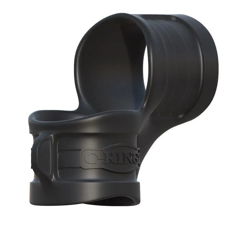 Civière de balle en silicone noire, ergonomique, lisse, pour soutien testiculaire et érections prolongées, design discret.