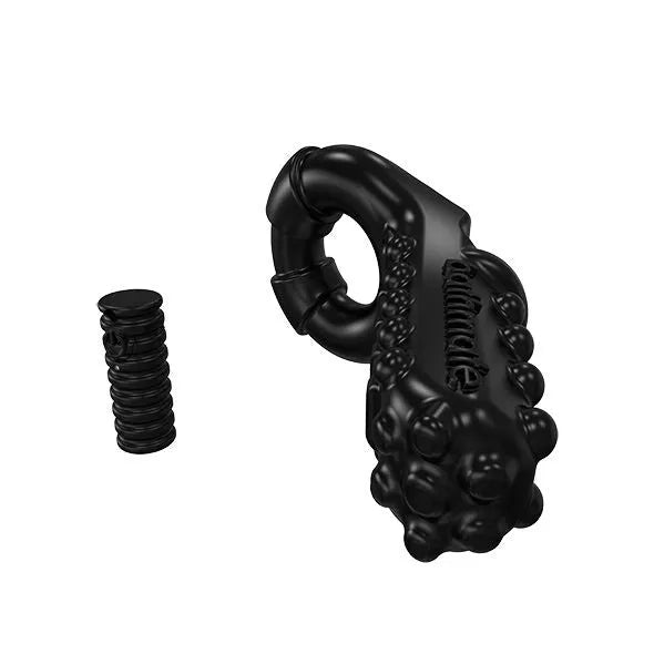 Anneau pénien noir texturé en silicone Elastomex, ergonomique, rechargeable, avec moteur vibrant amovible, étanche.