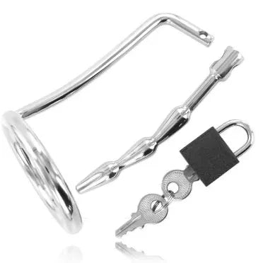 anneau métallique serrage 45mm acier inoxydable bouchon urétral insertion contrôle cadenas verrouillage soumission sensations intenses ajustement sécurisé durable