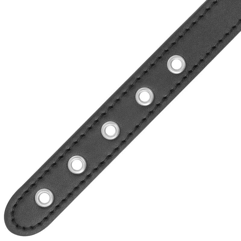 Anneau pénis BDSM en cuir vegan noir avec chaîne métal sans nickel, réglable, durable et confortable pour débutants et exp...