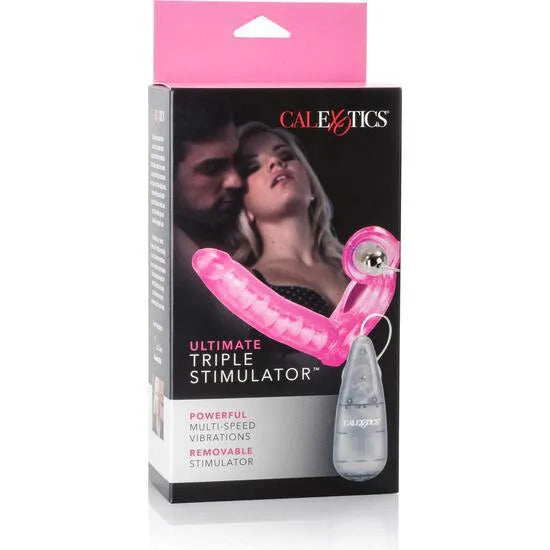 Anneau pénien vibrant rose en gelée, double pénétration, stimulation clitoridienne, prolongation érection, sur emballage.
