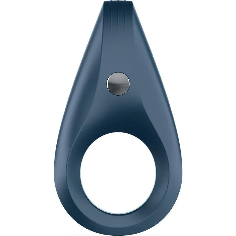 Anneau pénien bleu en silicone médical, ajustable, avec stimulateur clitoridien et réglages de vibrations intenses.