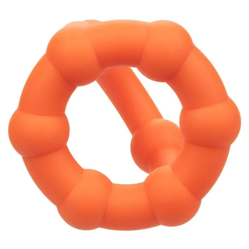 Anneau pénien orange en silicone liquide, extensible, perlé, ergonomique, pour endurance et confort, imperméable.