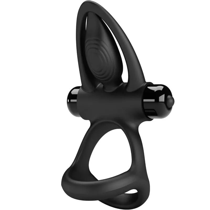 anneau silicone noir couples ergonomique extensible confortable érection prolongée stimulateurs clitoridienne poils chatouillants nez dauphin dix modes vibrations silencieux léger