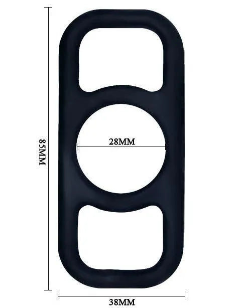 Anneau pénien silicone noir, trois tailles, design ergonomique, double saillants, confort doux, maintien érection.