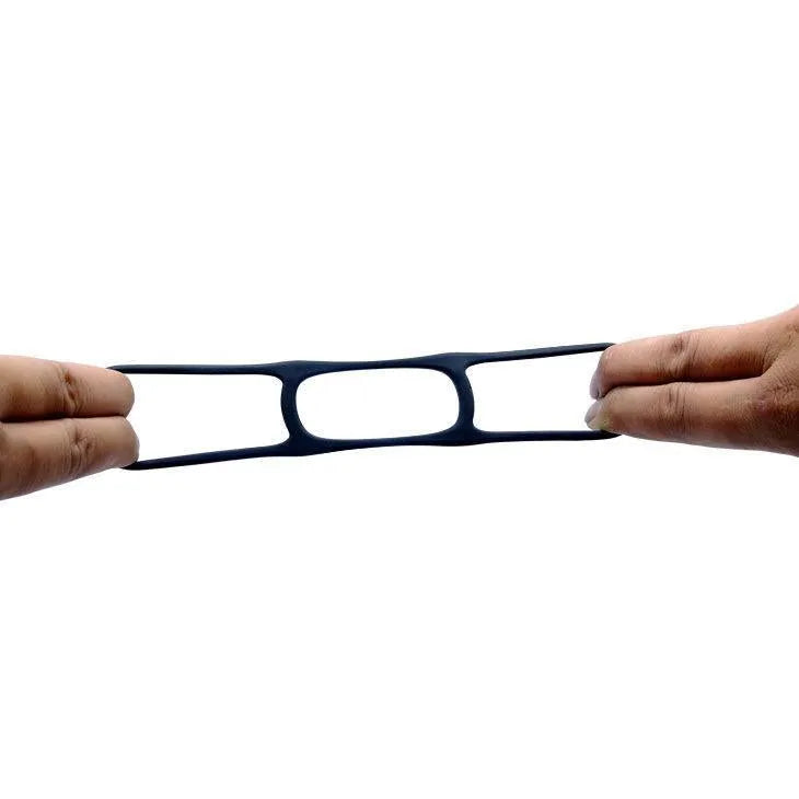 Anneaux péniens en silicone noir, flexibles et doux, pour érection prolongée, pack de trois tailles ajustables.