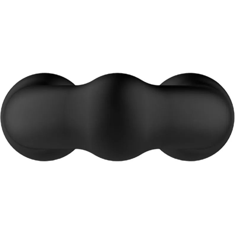 Anneau pénien en silicone noir, ultra doux et élastique, forme ergonomique pour confort et performance optimale.