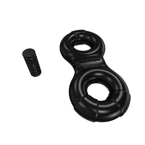 Cockring noir en Elastomex TM avec balle rechargeable, design ergonomique et flexible, trois vitesses de vibration.