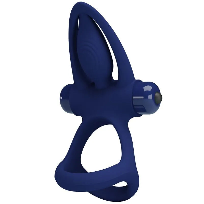anneau pénien silicone bleu extensible robuste ajustable confortable vibrant silencieux dix modes stimulateurs clitoridiens nez dauphin poils chatouillants couples