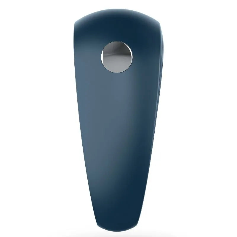 Cockring vibrant bleu en silicone médical, étanche, forme ergonomique, rechargeable, 10 modes de vibration.