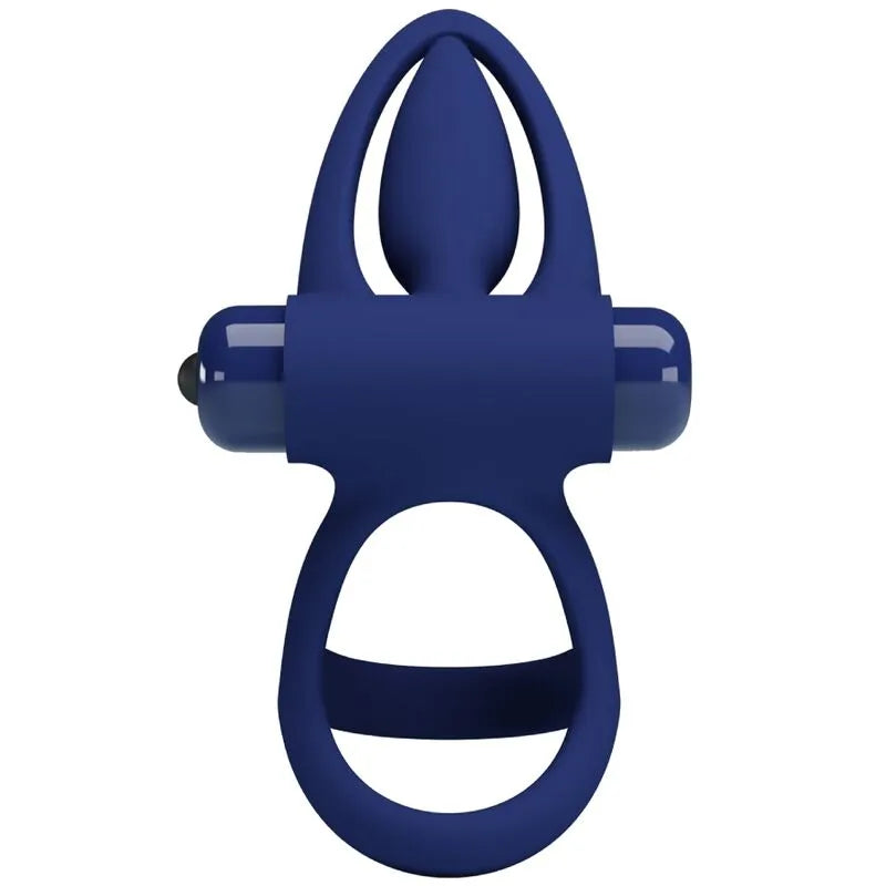 Anneau pénien bleu en silicone avec stimulateur vibrant nez dauphin, poils chatouillants, dix modes pour couples.
