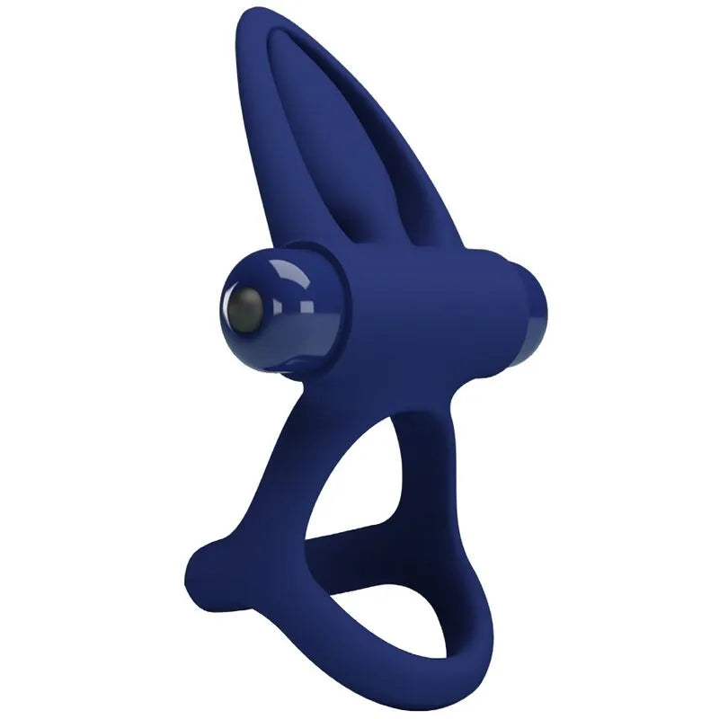 Anneau pénien silicone bleu vibrant, forme dauphin, stimulateurs clitoridiens, poils chatouillants, couples.