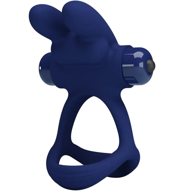 anneau pénien silicone extensible bleu vibrations silencieuses dix fonctions ergonomique confortable pile AAA emballage compostable durable hypoallergénique garantie