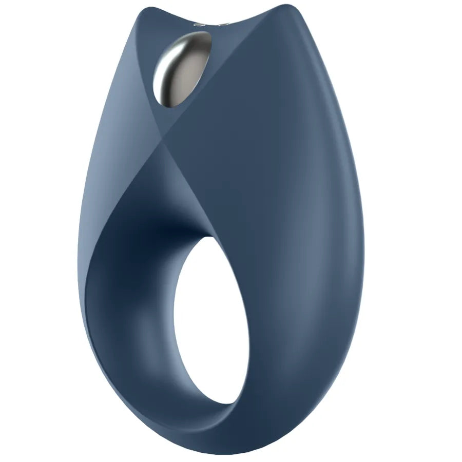 Anneau pénien connecté en silicone bleu, design ergonomique, programmable via application pour vibrations personnalisées.