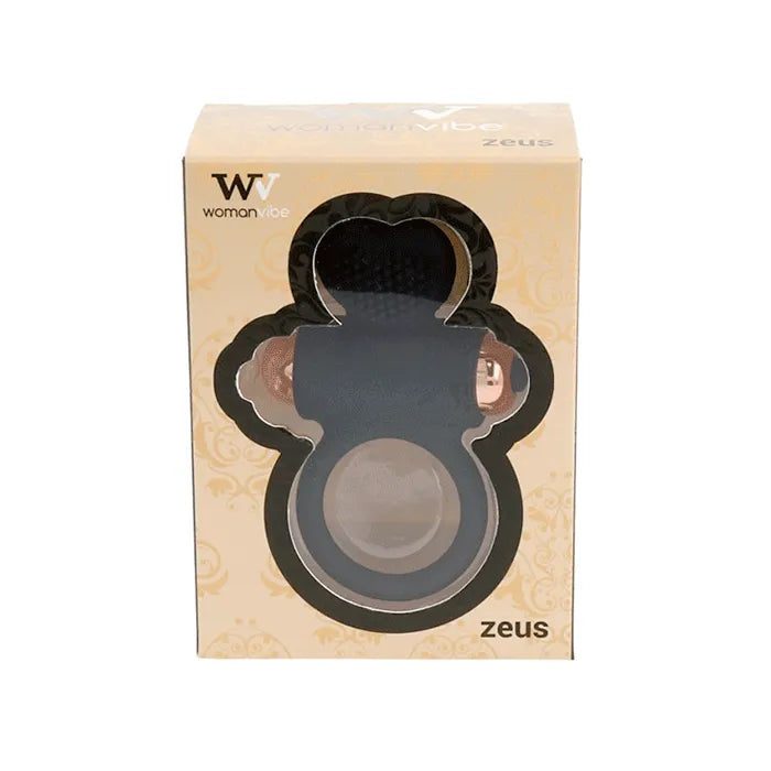 Anneau pénien silicone noir avec stimulateur clitoridien en forme de cœur, ergonomique et hypoallergénique, dans son embal...
