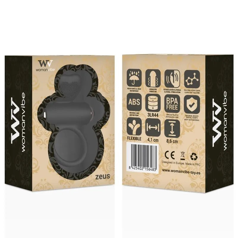 Anneau pénien silicone noir avec stimulateur clitoridien cœur, design ergonomique, compact et hypoallergénique.