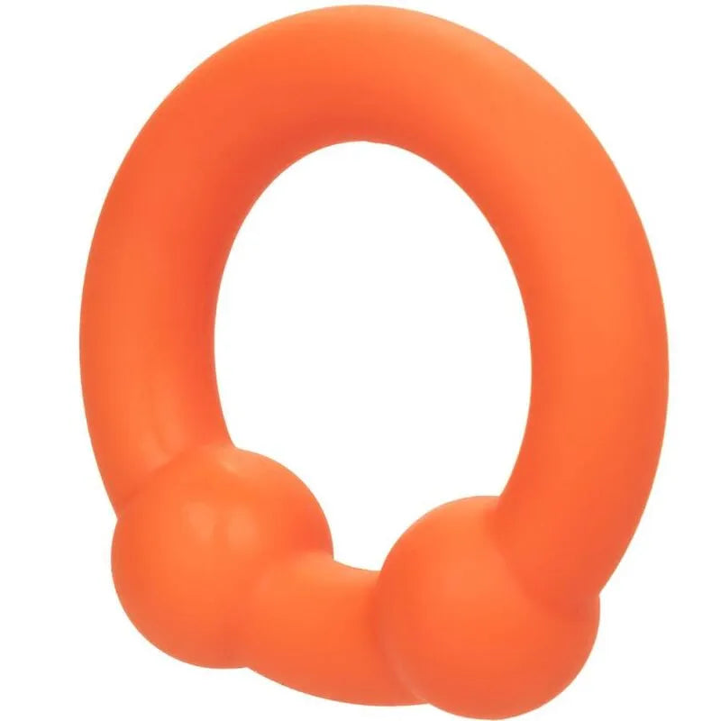 Anneau pénien orange en silicone liquide avec doubles boules, ultra-élastique, doux, imperméable, pour stimulation accrue.