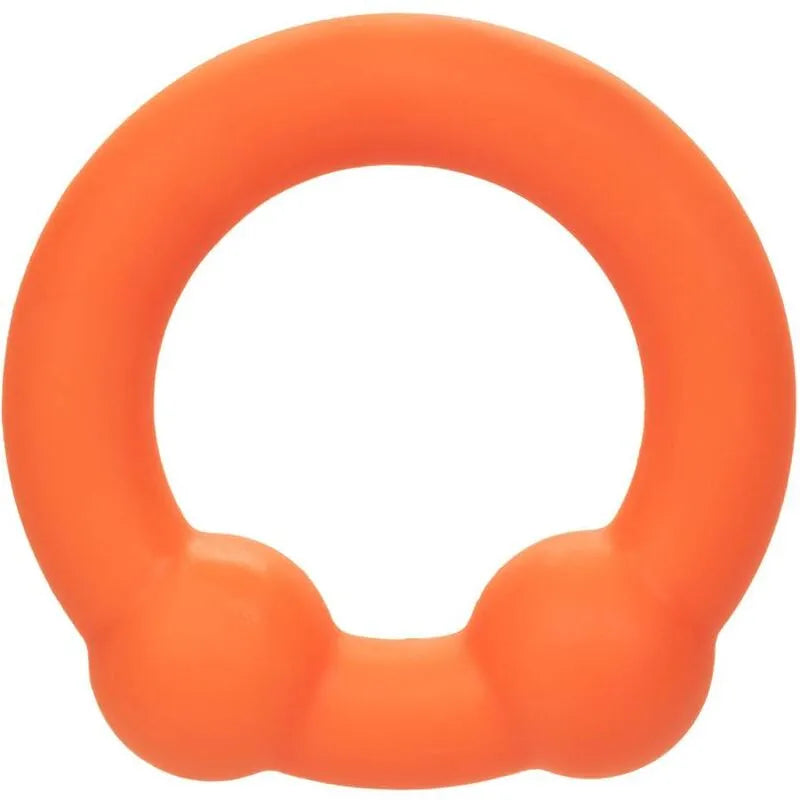 Anneau pénien orange en silicone liquide, double boule, ultra-élastique, pour stimulation et confort intimes.