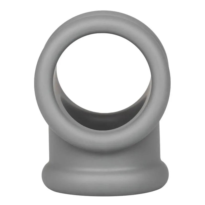 Anneau pénien gris en silicone liquide, double soutien scrotum, ultra-extensible, imperméable, pour endurance et confort.