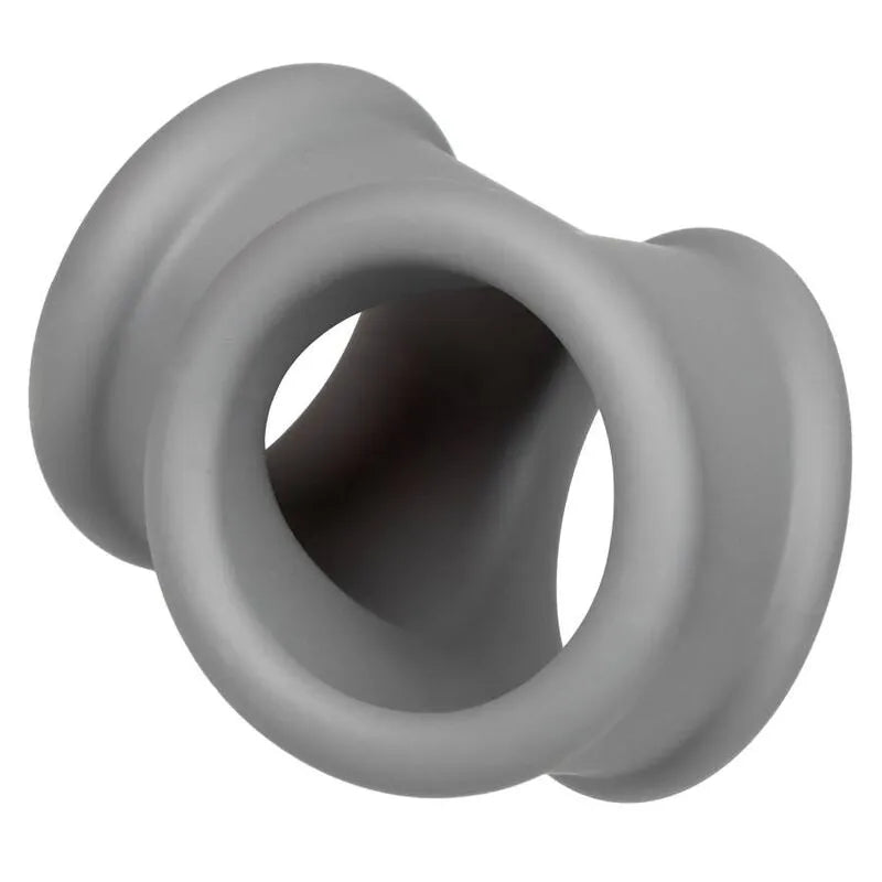Anneau pénien gris en silicone liquide, double soutien scrotum, ultra-extensible, lisse, robuste, imperméable.