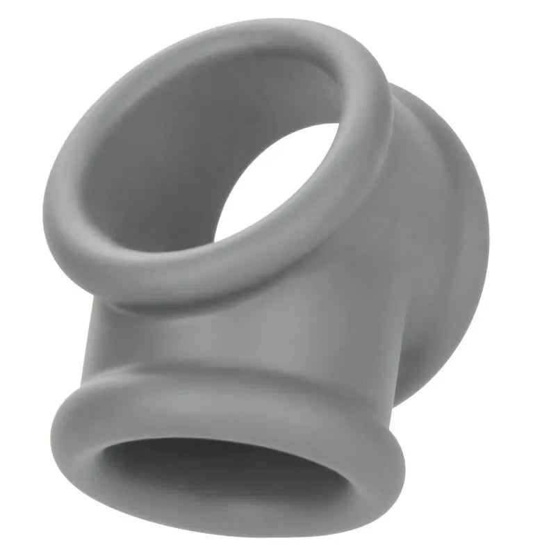 Anneau pénien gris en silicone liquide, double soutien scrotum, ultra-extensible, imperméable, robuste et lisse.