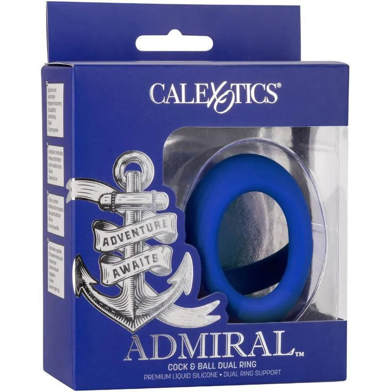 Anneaux double en silicone bleu dans un emballage, offrant soutien et confort pour performance et stimulation optimales.