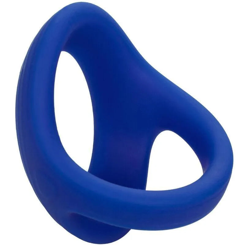 Anneau double en silicone bleu, flexible et élastique, pour soutien et stimulation, confort durable et imperméable.