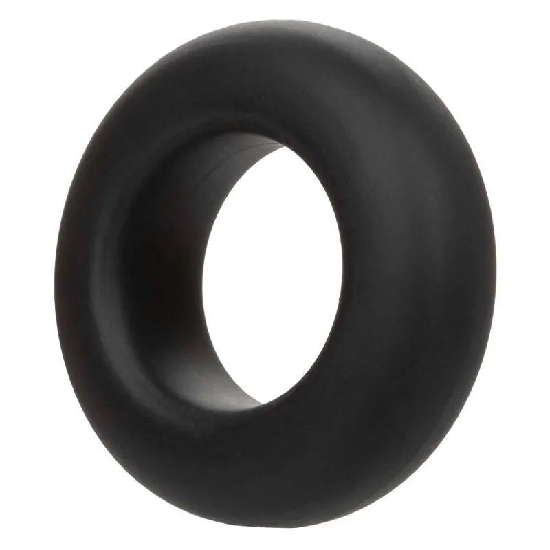 Anneau pénien noir en silicone liquide, sans couture, élastique et lisse, pour confort et maintien prolongé.