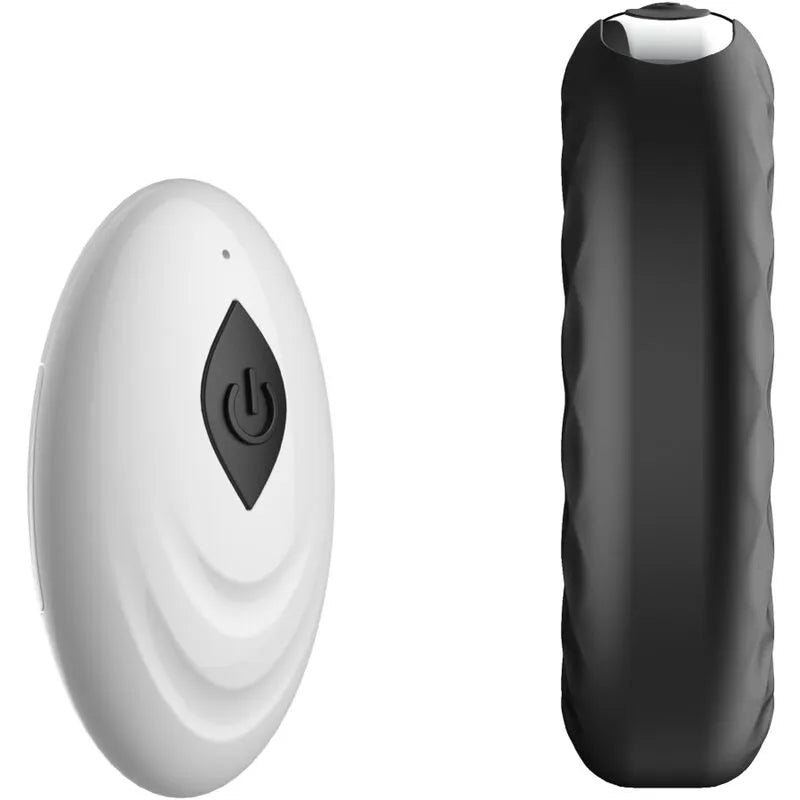Anneau pénien noir en silicone médical avec télécommande blanche, étanche, rechargeable, 10 modes de vibrations.