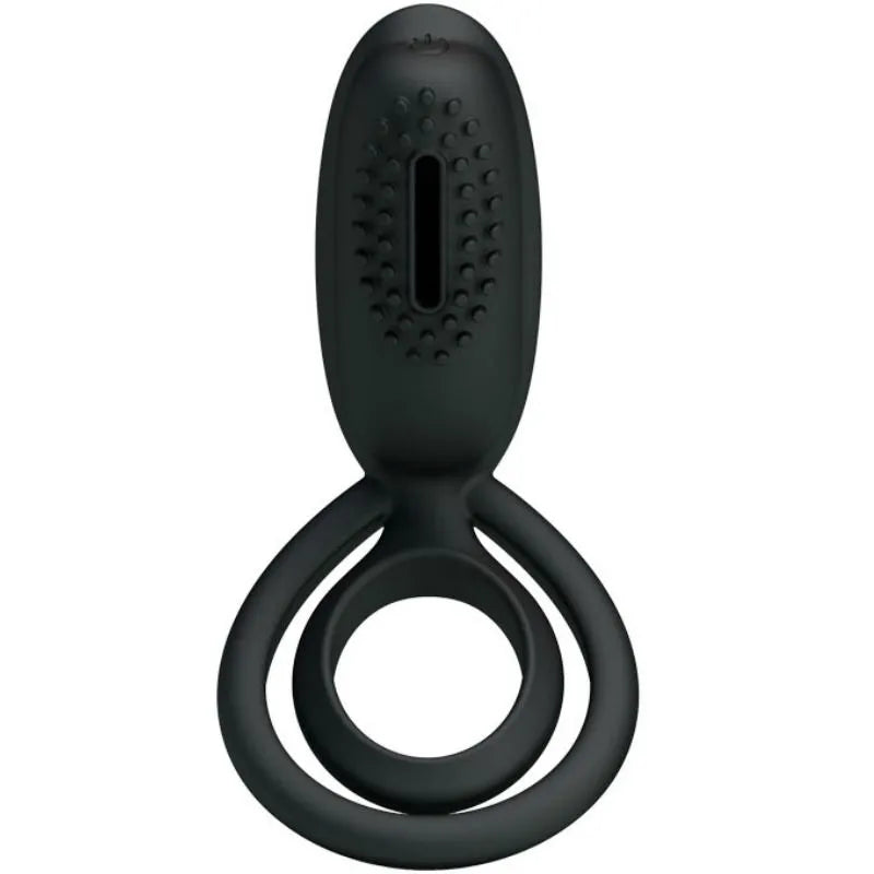 Anneau pénien silicone noir, stimulation clitoridienne vibrante, ergonomique, extensible, ajustable, discret.